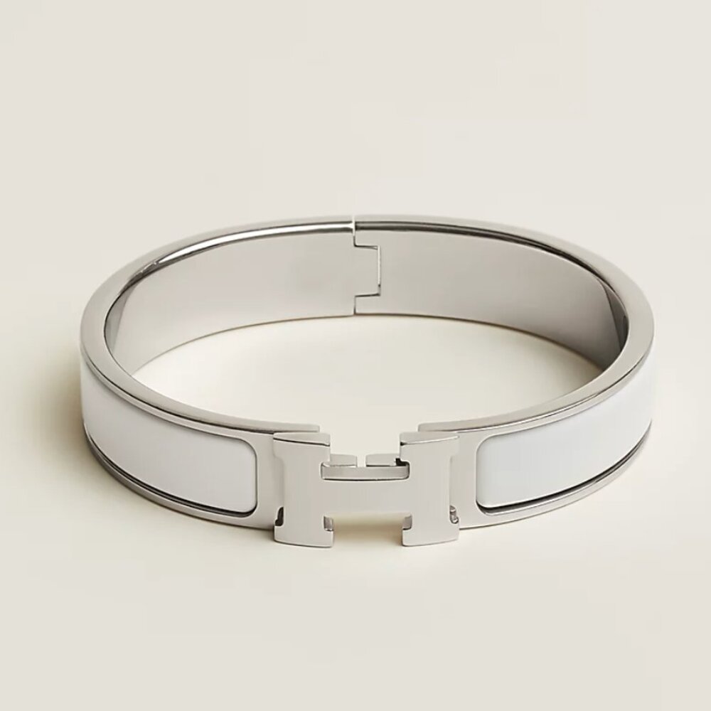 White Hermes Clic H bracelet